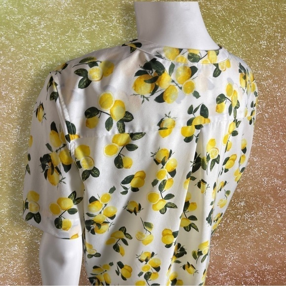 Dalia Lemon Button Down Top Size Medium with Kim Rogers Dangle Earrings - Picture 9 of 14
